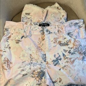 CHARLIE B Floral Cropped Pants - Pink and Blue